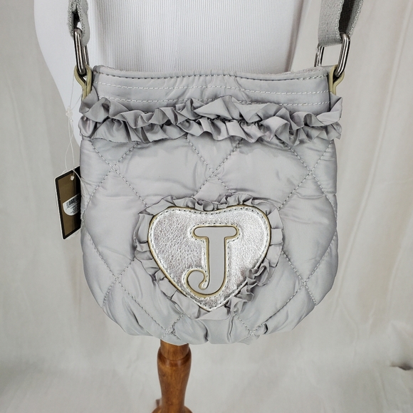 Juicy Couture Gray Nylon Quilted Swing Bag/Crossbody Bag Y2K YSRU1092 Silver NWT - Picture 2 of 16